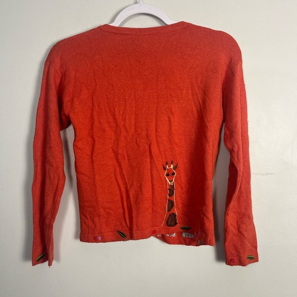 Michael Simon Girls orange girafee button front cardigan size 7/8 vintage bead - Picture 5 of 8